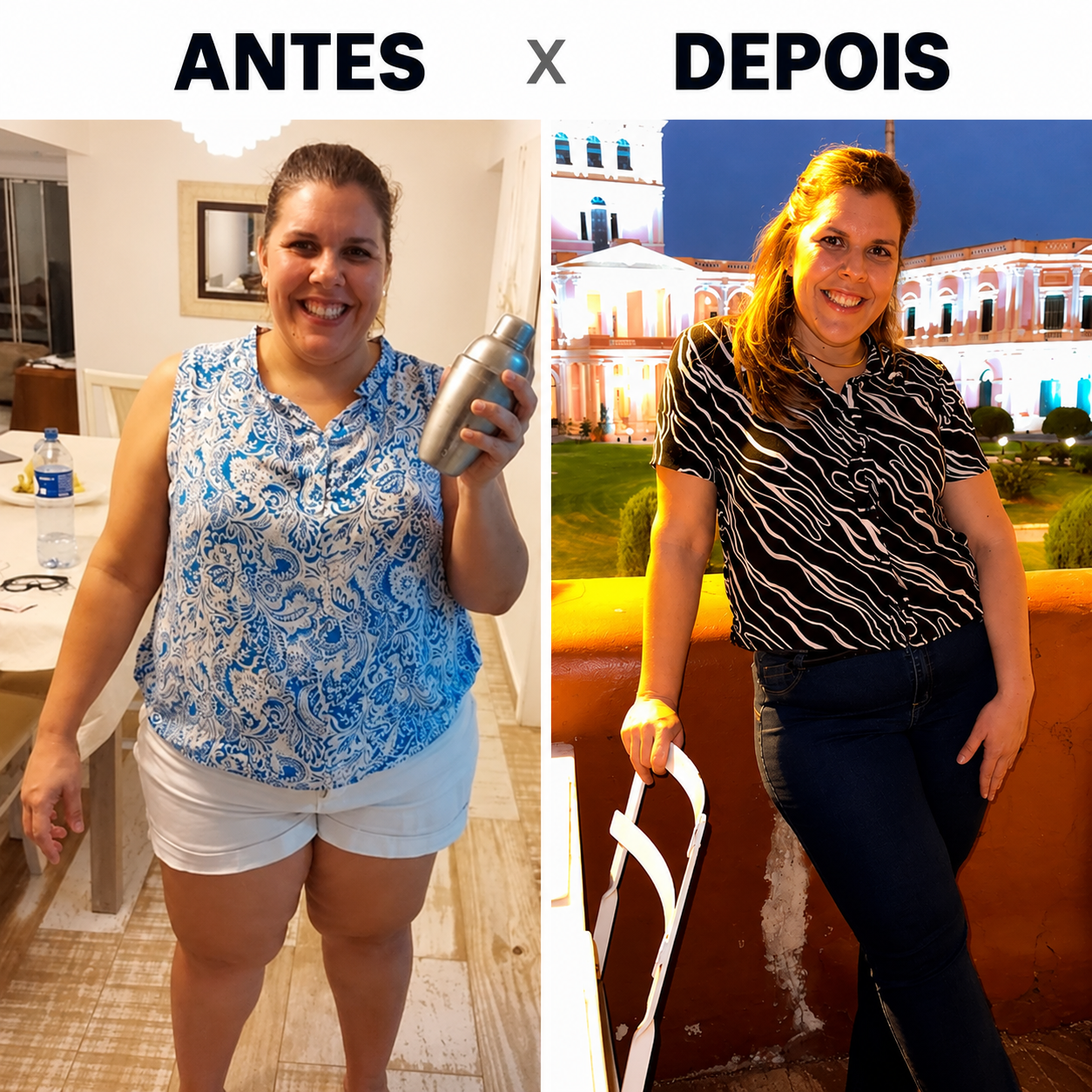 Comparação antes e depois